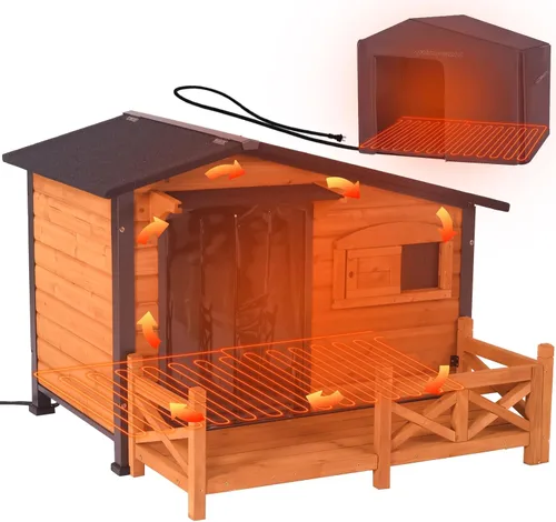 Vista 10 de Casa de madera para perros pequeños, gatos, jaula de interior con solapas de puerta de PVC