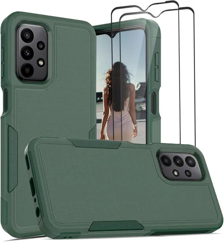 Vista 179 de Jeylly Compatible con Samsung Galaxy A22 5G Funda, Funda Samsung A22 5G con 2pcs protectores de pantalla de vidrio templado