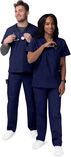 Vista 3 de Sivvan Unisex Scrubs - Classic V-Neck Top & Drawstring Pants Scrub Set