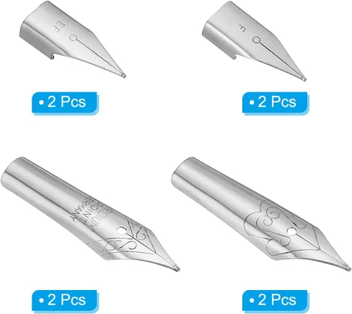 Vista 3 de PATIKIL Pluma estilográfica de repuesto de 4 tamaños, 8 unidades de punta de caligrafía de acero inoxidable 304 para dibujar y escribir