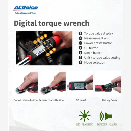 Vista 3 de ACDelco, ARM601-4, llave dinamométrica digital, 1/2 pulgadas (4 a 99 ft-lb)