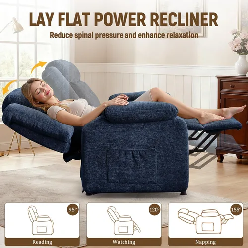Vista 3 de Korser Silla reclinable eléctrica, sillas de sala de estar para adultos Azul-5