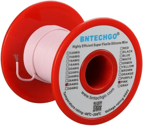 Vista 18 de BNTECHGO Carrete de alambre de silicona de calibre 28 rojo 250 pies Flexible 28 AWG alambre de cobre estañado trenzado