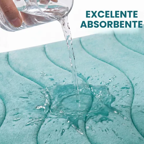 Vista 4 de Flamingo P Alfombra de Baño de Espuma Viscoelástica Tapetes de Baño Alfombra Antideslizante Absorbente de Agua para Ducha, 24x17 pulgadas, Verde Aqua