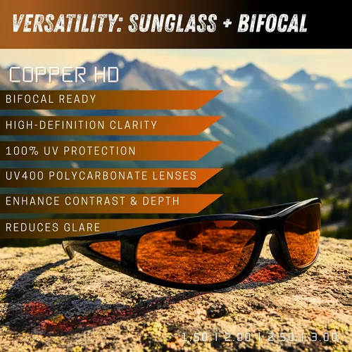 Vista 2 de proSPORT Bifocal Lector de Gafas de Sol Noche Yelow Bloqueador de Luz Azul Deporte Wrap Escudo Lateral