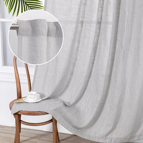Vista 39 de MYSKY HOME Cortinas naturales de puerta francesa para ventana de puerta, 40 pulgadas de largo, cortas, semitransparentes, filtrantes de luz