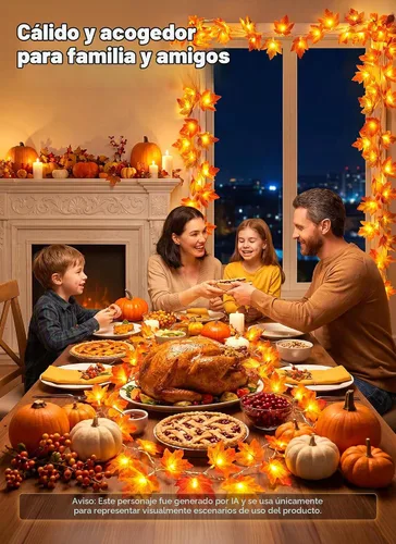 Vista 8 de Brightown 2 Pack Fall Garland with Lights Total 20Ft 40LED Fall Decor