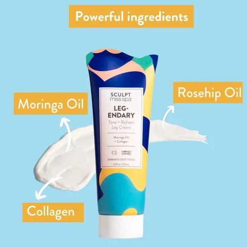 Vista 4 de MISS SPA Crema para piernas, crema de colágeno para piernas, aceite de rosa mosqueta de moringa ayuda a refrescar las piernas cansadas, productos