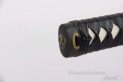 Vista 6 de Musashi Samurai Espada Japonesa Katana Imitado Damasco Acero Full Tang Sharpness Listo para Cortar Mate Paja-41 Pulgadas