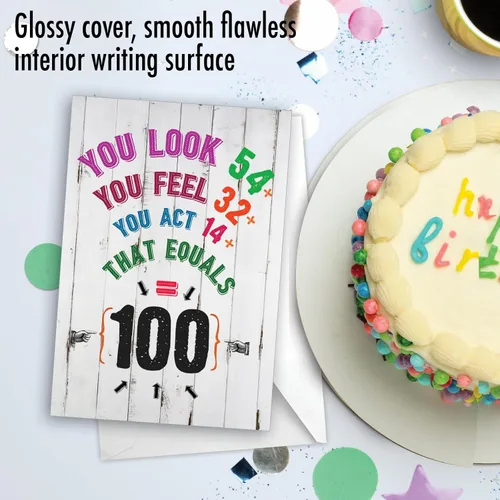 Vista 3 de NobleWorks - Divertida tarjeta de cumpleaños número 100 con sobre - Celebra el hito de las personas mayores de 100 años, tarjeta de felicitación