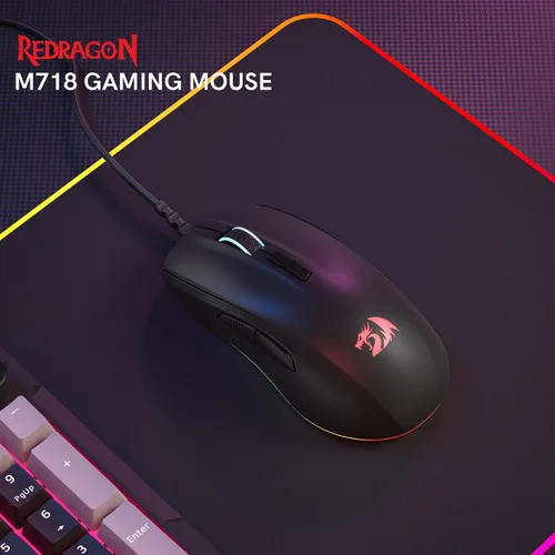 Vista 8 de Redragon Ratón para juegos con cable, ratones negros para juegos de PC con retroiluminación RGB, 7 botones macro programables, máximo 12800 DPI