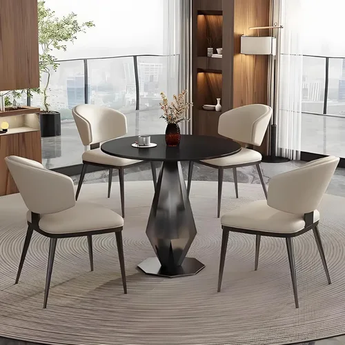 Vista 8 de YVYKFZD Office Reception Room Club Table and Chair Set, Simple Kitchen Dining Table Set, Round Conference Table Coffee Table, Unique Conference Room