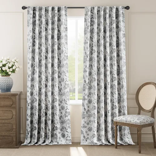 Vista 20 de jinchan Cortinas Opacas Florales para Dormitorio, 63 Pulgadas de Largo Cortinas Opacas con Estampado de Flores, Estilo Campo Francés con Pestañas