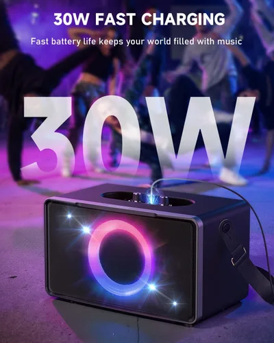 Vista 7 de GFEEN Altavoz Blutooth para fiestas: 200 W pico potente sonido fuerte! Tiempo de reproducción de 15 horas, espectáculo de luz RGB, carga rápida