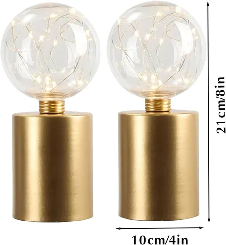 Vista 2 de JHY DESIGN Juego de 2 lámparas de mesa de metal, funciona con pilas, 8 pulgadas de alto, inalámbrica, funciona con pilas, ideal para sala de estar