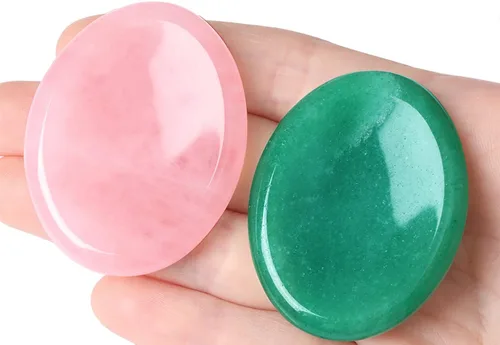 Vista 16 de QINJIEJIE Piedra de preocupación para el pulgar para la ansiedad, cristales de chakras, piedras curativas para la preocupación de los chakras