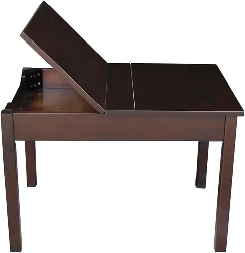 Vista 7 de IC International Concepts Mesa juvenil con tapa elevable, almacenamiento oculto, construcción de madera duradera, ideal para salas