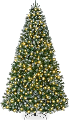 Vista 10 de Best Choice Products Árbol de Navidad de abeto azul preiluminado, decoración artificial con bisagras completas, 100 luces incandescentes blancas