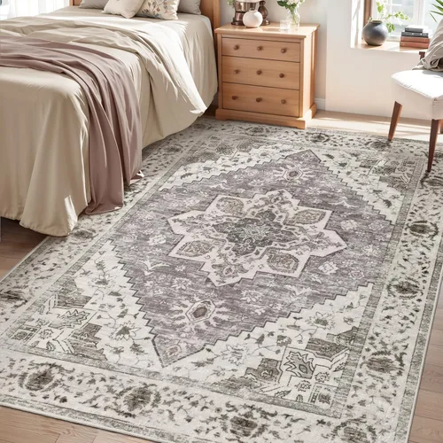 Vista 128 de SERISSA - Tapetes florales vintage, antideslizante, lavable, pequeño, ultrasuave, bohemio, de pelo bajo, para entrada, interiores, habitación