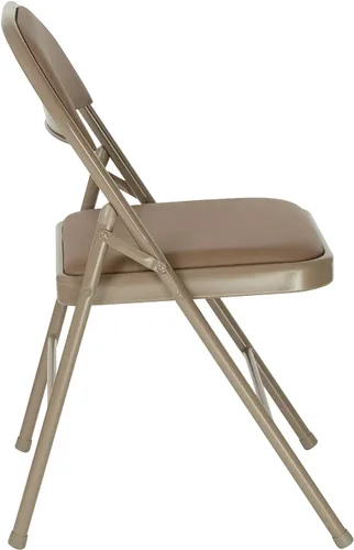 Vista 8 de Flash Furniture Silla plegable de vinilo beige con doble refuerzo de la serie HERCULES