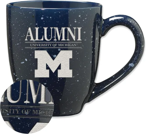 Vista 90 de Rico Industries NCAA Illinois Fighting Illini Alumni - Taza de café de cerámica moteada grabada con láser de 16 onzas