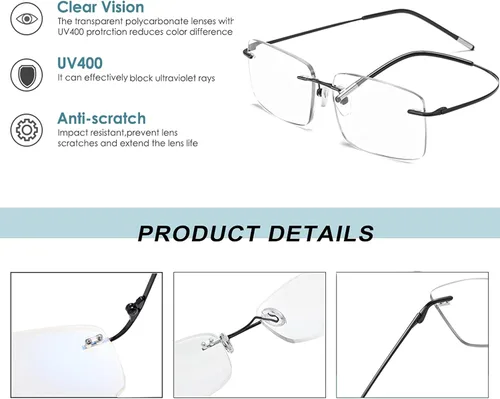 Vista 5 de HIYANJN Gafas de lectura a prueba de luz azul para mujeres y hombres, filtro antideslumbrante, lentes ligeros