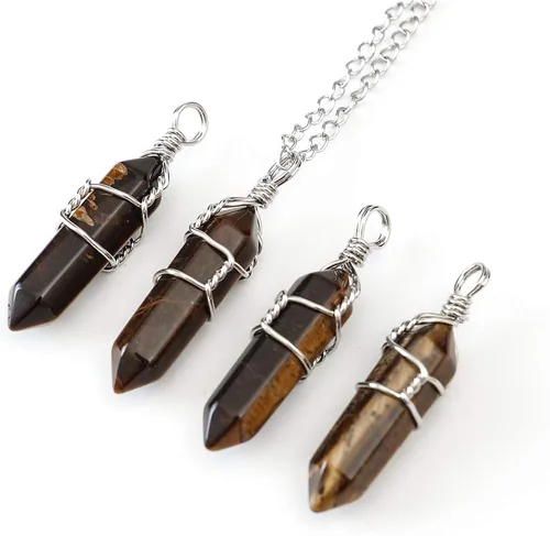 Vista 5 de 1 collar con colgante de piedras preciosas naturales curativas de cuarzo de cristal reiki chakras, piedras preciosas de 18 pulgadas, joyería