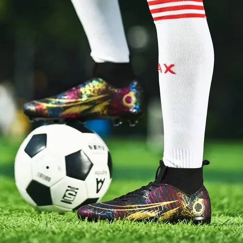 Vista 6 de ailishabroy Botas de fútbol para hombre, FGAG, zapatos de fútbol para interiores y exteriores, con picos firmes para el suelo, entrenamiento