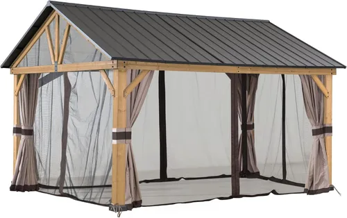 Vista 10 de SUNJOY Paneles de mosquitera de repuesto, resistentes al agua, 4 paneles para glorieta Sunjoy de 9 x 9 pies, protección de patio y patio