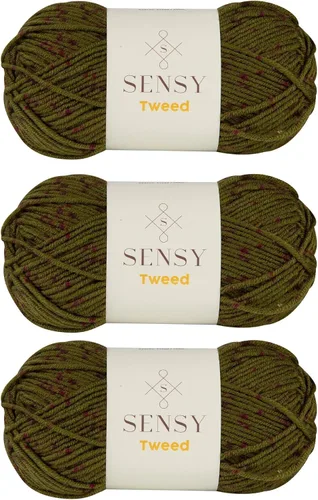 Vista 30 de S Sensy Tweed - Hilo mediano calibre acrílico #4 de primera calidad, color azul, 213 yardas, 4 onzas