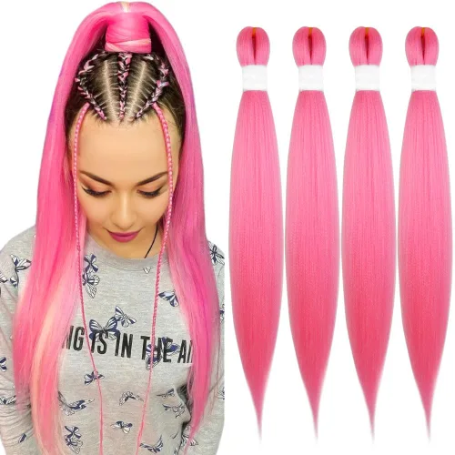 Vista 51 de Cabello trenzado burdeos, 10 pulgadas, 4 paquetes Cabello preestirado, trenzas de ganchillo cortas y rectas, textura Yaki, fibra sintética