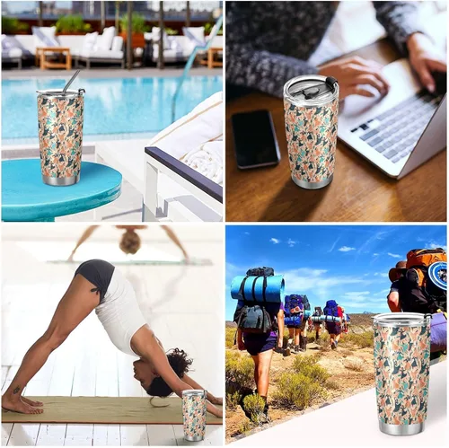 Vista 7 de Color Oil Painting Sense Dancer Stainless Steel travel coffee cup with Straw Lid 20oz coffee mug for coffee portable insulated tumbler with lid
