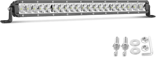 Vista 9 de 2 barras de luz LED de una sola fila de 6 pulgadas, delgadas, luces antiniebla de conducción de 50 W, luz de punto todoterreno para camiones