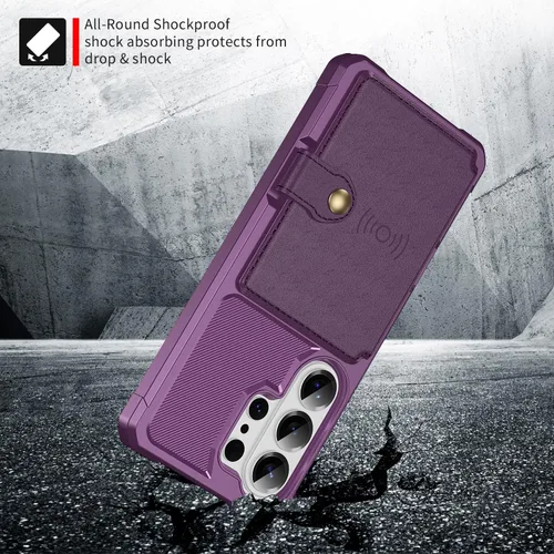 Vista 93 de Funda para Samsung Galaxy S21 Ultra con tarjetero, compatible con soporte magnético para automóvil, resistente a los golpes, resistente, suave, TPU