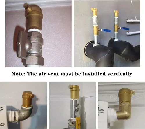 Vista 7 de Joywayus Kit de válvula de flotador automática de latón, válvula de ventilación de liberación de purga de aire de 1/2 "G hembra × 1/2 "NPT macho