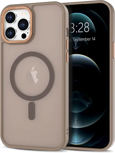 Vista 234 de Anuck - Funda magnética para iPhone 11 compatible con MagSafe, carcasa trasera mate translúcida dura, borde de TPU, delgada, resistente a impactos