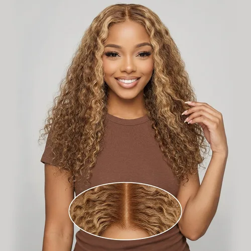 Vista 8 de Peluca de cabello humano rizado sin pegamento, 2 x 6 HD, encaje frontal, pelucas de cabello humano prearrancado 3 en 1, para usar y llevar, densidad