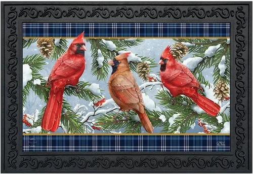 Vista 14 de Briarwood Lane - Felpudo de pájaros del invierno con cardenales