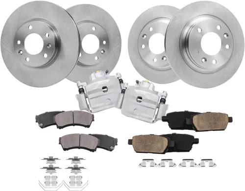 Vista 80 de Detroit Axle - Kit de frenos para Land Rover LR3 2005-2009, Rotores de freno deportivos Range Rover 2006-2009 y pastillas de freno de cerámica 2007