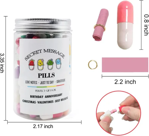 Vista 4 de Pastillas de mensaje de cápsula en botella, 110 píldoras de amor lindas para cumpleaños, Navidad, aniversario, día de San Valentín, relaciones