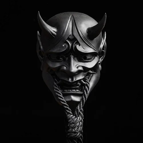 Vista 7 de HHHJ Máscara de Samurai Oni, máscaras de cara completa, monstruo demonio malvado, Kabuki, Samurai Hannya, bola protectora de cara completa, fiesta