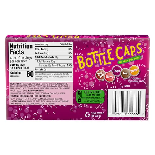 Vista 2 de Tapas de botellas de caramelo duro con gaseosa para reventar, caja