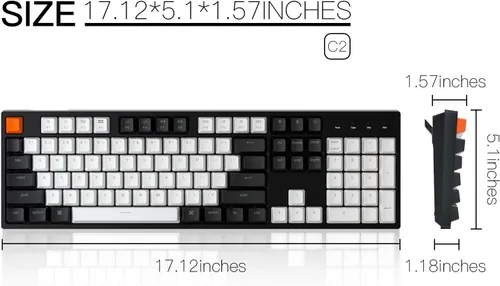 Vista 7 de Keychron C2 Teclado mecánico con cable de tamaño completo para Mac, intercambiable en caliente, interruptor rojo Gateron G Pro, retroiluminación