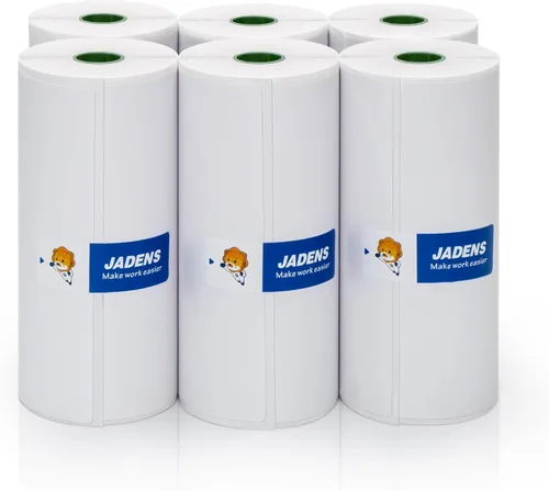 Vista 7 de JADENS 2 rollos de papel térmico para etiquetas, 4 x 6 pulgadas, compatible con C10 blanco-2Rolls