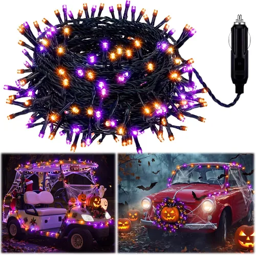 Vista 20 de Aurelema Guirnalda de luces LED de Navidad de 12 V, 33 pies, 100 luces LED para coche, decoraciones para carrito de golf, cadena de luz amarilla