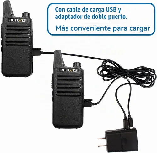 Vista 4 de Retevis Walkie Talkies RT22 de largo alcance recargable con auricular