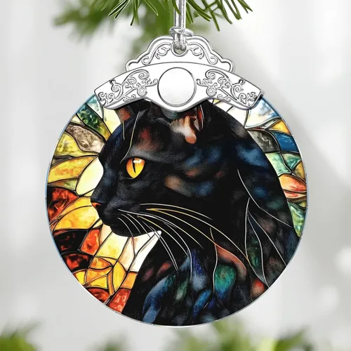 Vista 16 de Adorno de Vidrio Manchado de Puesta de Sol en la Playa, Adorno Navideño – Decoración de Árbol de Navidad, Decoración Festiva, Relleno de Calceti