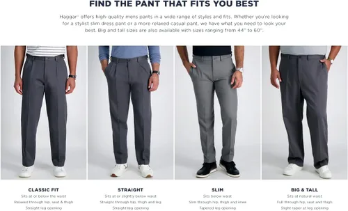 Vista 7 de Haggar - Pantalón caqui prémium para hombre, no requiere planchado, ajuste clásico, pliegues en la parte delantera, tallas regulares y Big and Tall