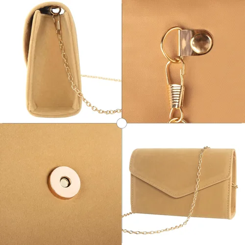 Vista 6 de CurvChic Bolso de noche para mujer, bolso de mano de ante sintético, bolso de fiesta, bolso de graduación nupcial