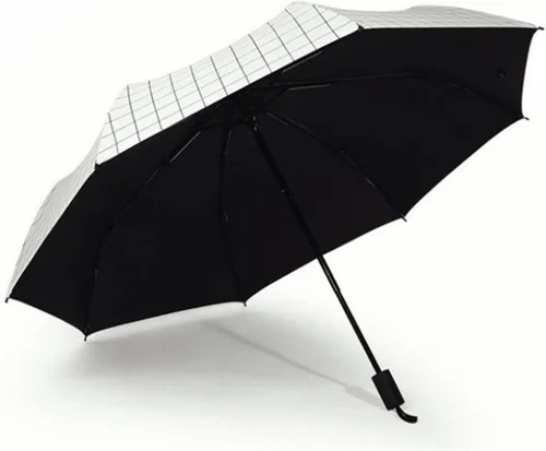 Vista 4 de URAWESO Plaid Parasol Sun Protection UV Blocking Compact Folding Travel Umbrella for Walking